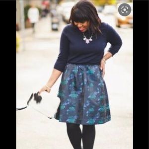 NWT J. Crew Blue & Green Floral Skirt w/ Pockets